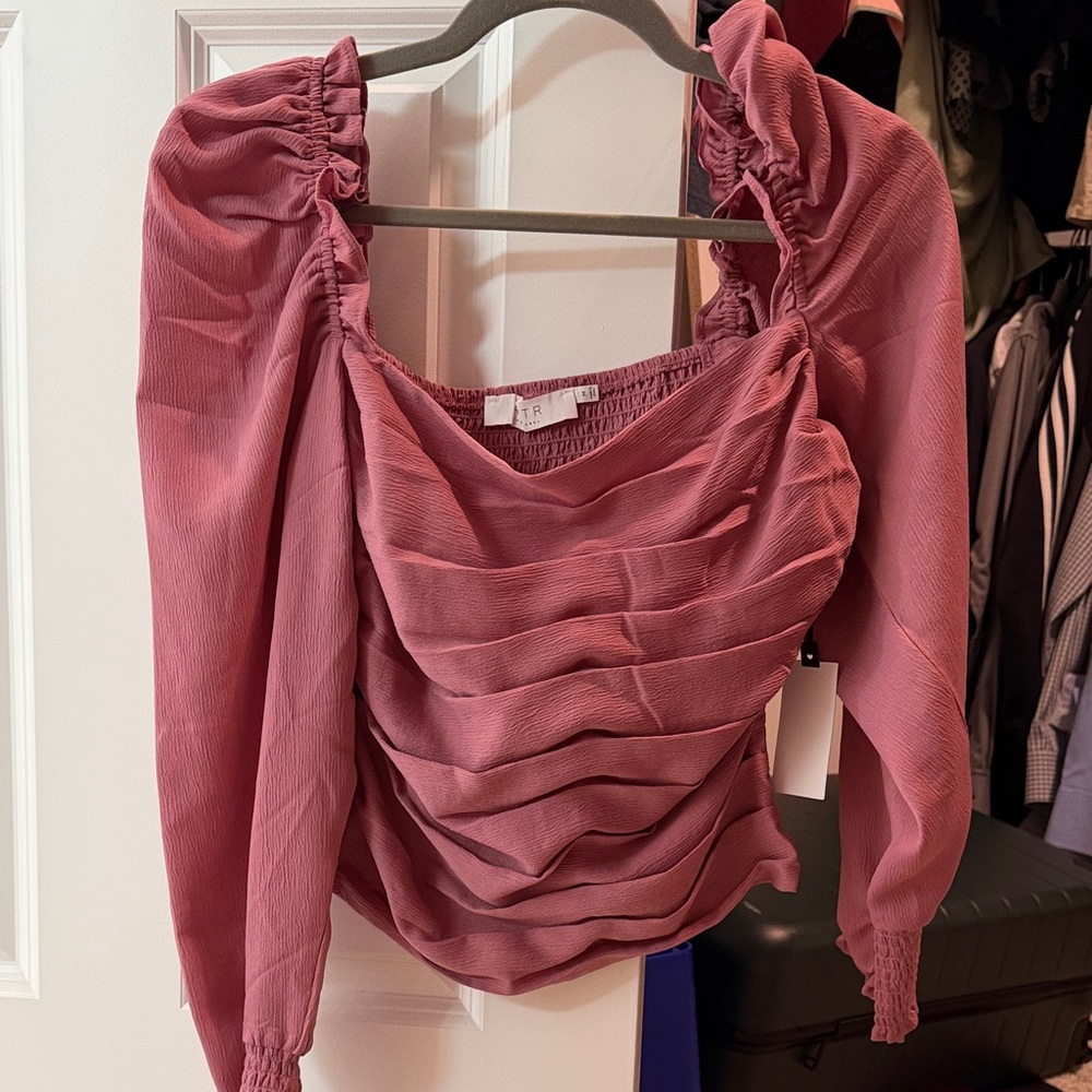 Astr Ruched Mauve Blouse